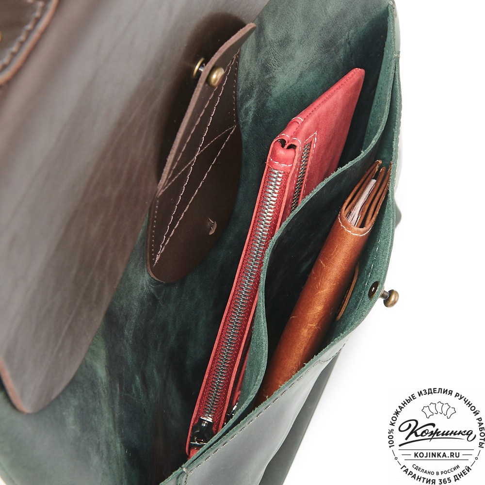 Кожаный рюкзак "Спэйс" (изумруд)